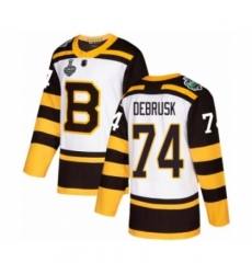 Youth Boston Bruins #74 Jake DeBrusk Authentic White Winter Classic 2019 Stanley Cup Final Bound Hockey Jersey