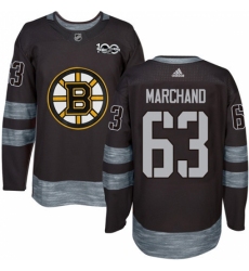 Men's Adidas Boston Bruins #63 Brad Marchand Authentic Black 1917-2017 100th Anniversary NHL Jersey