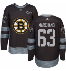 Men's Adidas Boston Bruins #63 Brad Marchand Premier Black 1917-2017 100th Anniversary NHL Jersey