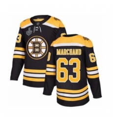 Men's Boston Bruins #63 Brad Marchand Authentic Black Home 2019 Stanley Cup Final Bound Hockey Jersey