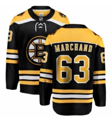 Men's Boston Bruins #63 Brad Marchand Authentic Black Home Fanatics Branded Breakaway NHL Jersey