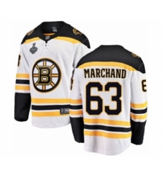 Men's Boston Bruins #63 Brad Marchand Authentic White Away Fanatics Branded Breakaway 2019 Stanley Cup Final Bound Hockey Jersey