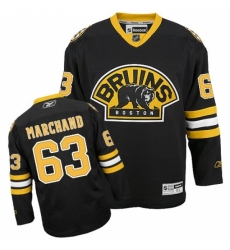 Men's Reebok Boston Bruins #63 Brad Marchand Authentic Black Third NHL Jersey