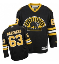 Men's Reebok Boston Bruins #63 Brad Marchand Premier Black Third NHL Jersey