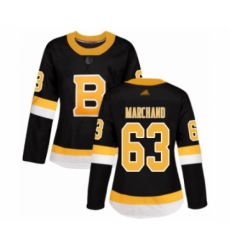 Women's Boston Bruins #63 Brad Marchand Authentic Black Alternate Hockey Jersey