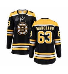 Women's Boston Bruins #63 Brad Marchand Authentic Black Home Fanatics Branded Breakaway 2019 Stanley Cup Final Bound Hockey Jersey