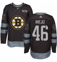 Men's Adidas Boston Bruins #46 David Krejci Authentic Black 1917-2017 100th Anniversary NHL Jersey