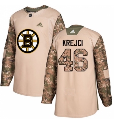 Men's Adidas Boston Bruins #46 David Krejci Authentic Camo Veterans Day Practice NHL Jersey