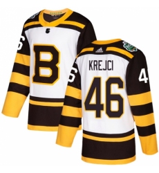 Men's Adidas Boston Bruins #46 David Krejci Authentic White 2019 Winter Classic NHL Jersey