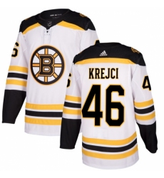 Men's Adidas Boston Bruins #46 David Krejci Authentic White Away NHL Jersey