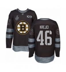 Men's Boston Bruins #46 David Krejci Authentic Black 1917-2017 100th Anniversary 2019 Stanley Cup Final Bound Hockey Jersey