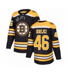 Men's Boston Bruins #46 David Krejci Authentic Black Home 2019 Stanley Cup Final Bound Hockey Jersey