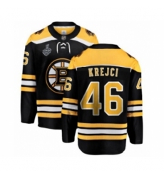 Men's Boston Bruins #46 David Krejci Authentic Black Home Fanatics Branded Breakaway 2019 Stanley Cup Final Bound Hockey Jersey