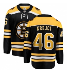 Men's Boston Bruins #46 David Krejci Authentic Black Home Fanatics Branded Breakaway NHL Jersey