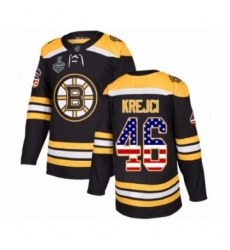 Men's Boston Bruins #46 David Krejci Authentic Black USA Flag Fashion 2019 Stanley Cup Final Bound Hockey Jersey