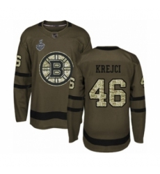 Men's Boston Bruins #46 David Krejci Authentic Green Salute to Service 2019 Stanley Cup Final Bound Hockey Jersey