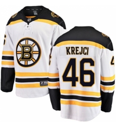 Men's Boston Bruins #46 David Krejci Authentic White Away Fanatics Branded Breakaway NHL Jersey