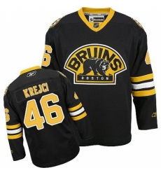 Men's Reebok Boston Bruins #46 David Krejci Authentic Black Third NHL Jersey