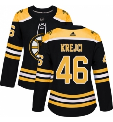 Women's Adidas Boston Bruins #46 David Krejci Authentic Black Home NHL Jersey