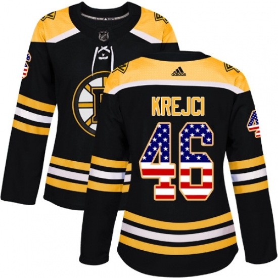 Women's Adidas Boston Bruins #46 David Krejci Authentic Black USA Flag Fashion NHL Jersey Women's Adidas Boston Bruins #46 David Krejci Authentic Black USA Flag Fashion NHL Jersey