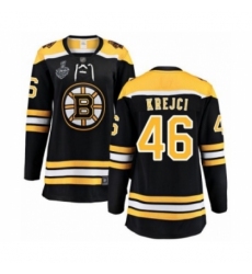 Women's Boston Bruins #46 David Krejci Authentic Black Home Fanatics Branded Breakaway 2019 Stanley Cup Final Bound Hockey Jersey