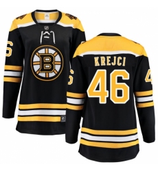 Women's Boston Bruins #46 David Krejci Authentic Black Home Fanatics Branded Breakaway NHL Jersey