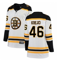 Women's Boston Bruins #46 David Krejci Authentic White Away Fanatics Branded Breakaway NHL Jersey