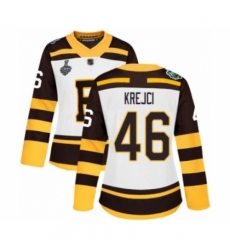 Women's Boston Bruins #46 David Krejci Authentic White Winter Classic 2019 Stanley Cup Final Bound Hockey Jersey