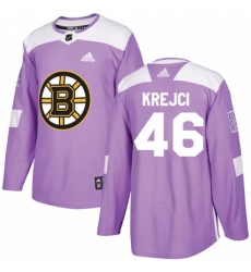Youth Adidas Boston Bruins #46 David Krejci Authentic Purple Fights Cancer Practice NHL Jersey
