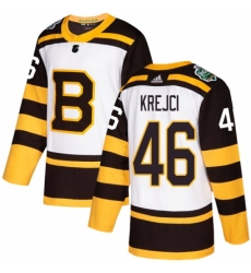 Youth Adidas Boston Bruins #46 David Krejci Authentic White 2019 Winter Classic NHL Jersey