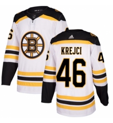 Youth Adidas Boston Bruins #46 David Krejci Authentic White Away NHL Jersey