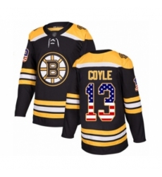 Men's Boston Bruins #13 Charlie Coyle Authentic Black USA Flag Fashion Hockey Jersey
