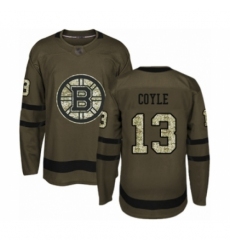 Men's Boston Bruins #13 Charlie Coyle Authentic Green Salute to Service Hockey Jersey