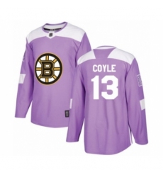 Men's Boston Bruins #13 Charlie Coyle Authentic Purple Fights Cancer Practice Hockey Jersey