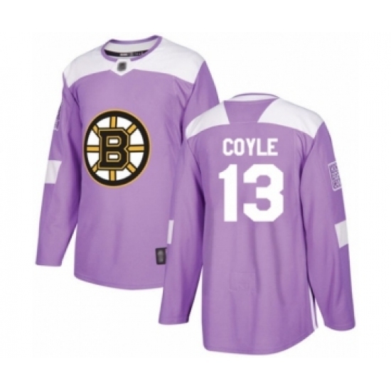 Men's Boston Bruins #13 Charlie Coyle Authentic Purple Fights Cancer Practice Hockey Jersey Men's Boston Bruins #13 Charlie Coyle Authentic Purple Fights Cancer Practice Hockey Jersey
