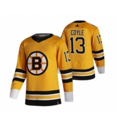 Men's Boston Bruins #13 Charlie Coyle Yellow 2020-21 Reverse Retro Alternate Hockey Jersey