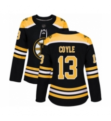 Women's Boston Bruins #13 Charlie Coyle Authentic Black Home Hockey Jersey