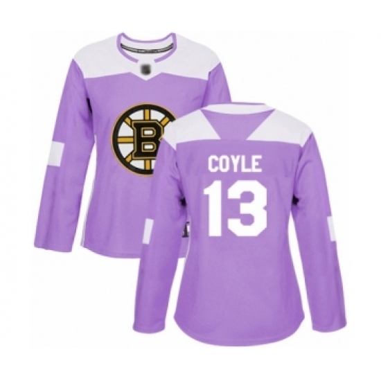 Women's Boston Bruins #13 Charlie Coyle Authentic Purple Fights Cancer Practice Hockey Jersey Women's Boston Bruins #13 Charlie Coyle Authentic Purple Fights Cancer Practice Hockey Jersey