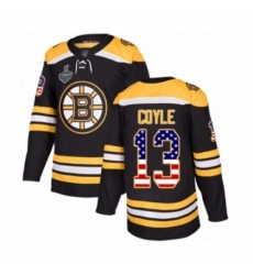 Youth Boston Bruins #13 Charlie Coyle Authentic Black USA Flag Fashion 2019 Stanley Cup Final Bound Hockey Jersey