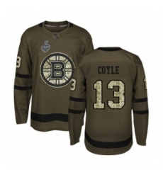 Youth Boston Bruins #13 Charlie Coyle Authentic Green Salute to Service 2019 Stanley Cup Final Bound Hockey Jersey