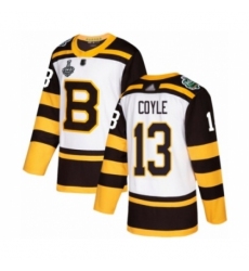 Youth Boston Bruins #13 Charlie Coyle Authentic White Winter Classic 2019 Stanley Cup Final Bound Hockey Jersey