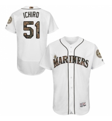 Men's Majestic Seattle Mariners #51 Ichiro Suzuki Authentic White 2016 Memorial Day Fashion Flex Base MLB Jersey