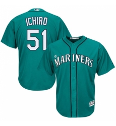 Men's Majestic Seattle Mariners #51 Ichiro Suzuki Replica Teal Green Alternate Cool Base MLB Jersey