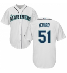 Men's Majestic Seattle Mariners #51 Ichiro Suzuki Replica White Home Cool Base MLB Jersey