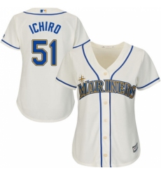 Women's Majestic Seattle Mariners #51 Ichiro Suzuki Authentic Cream Alternate Cool Base MLB Jersey
