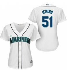Women's Majestic Seattle Mariners #51 Ichiro Suzuki Authentic White Home Cool Base MLB Jersey