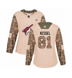 Women's Arizona Coyotes #81 Phil Kessel Authentic Camo Veterans Day Practice Hockey Jersey