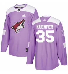 Men's Adidas Arizona Coyotes #35 Darcy Kuemper Authentic Purple Fights Cancer Practice NHL Jersey