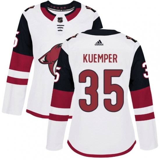 Women's Adidas Arizona Coyotes #35 Darcy Kuemper Authentic White Away NHL Jersey Women's Adidas Arizona Coyotes #35 Darcy Kuemper Authentic White Away NHL Jersey