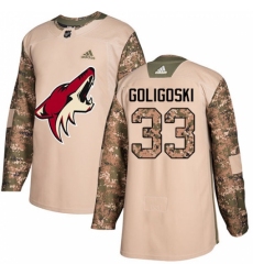 Youth Adidas Arizona Coyotes #33 Alex Goligoski Authentic Camo Veterans Day Practice NHL Jersey